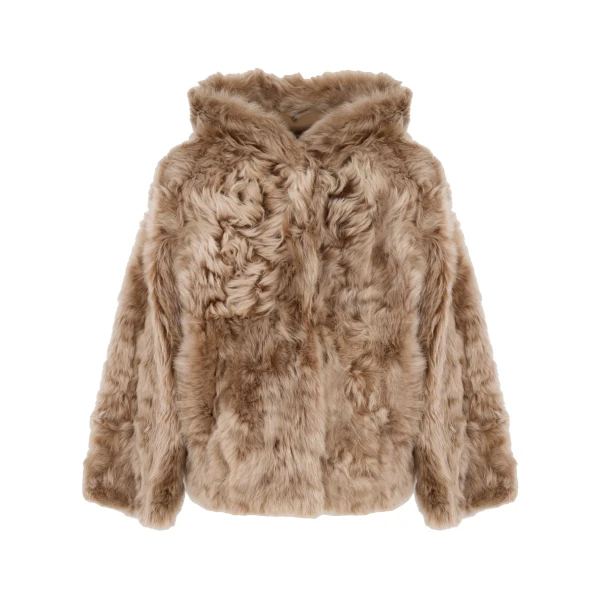 Yves Salomon Reversible Hooded Toscana Lambskin Shearling Jacket in Camel | Shearling Jackets | Luxury Shoes 