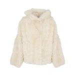 Yves Salomon Reversible Hooded Toscana Lambskin Shearling Jacket in White | Shearling Jackets | Luxury Shoes 