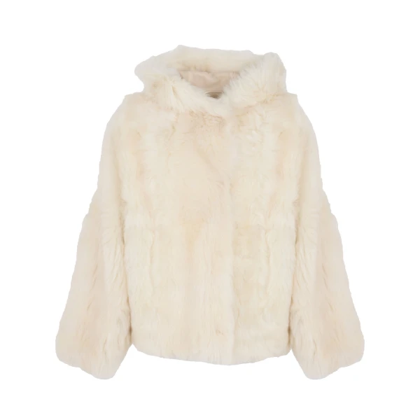 Yves Salomon Reversible Hooded Toscana Lambskin Shearling Jacket in White | Shearling Jackets | Luxury Shoes 