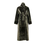 Yves Salomon Reversible Long Lacon Lamb Shearling Coat in Dark Green | Shearling Coat | Luxury Shoes 