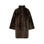 Yves Salomon Reversible Oversized Lamb Shearling Coat in Brown | Shearling Coat | Luxury Shoes 