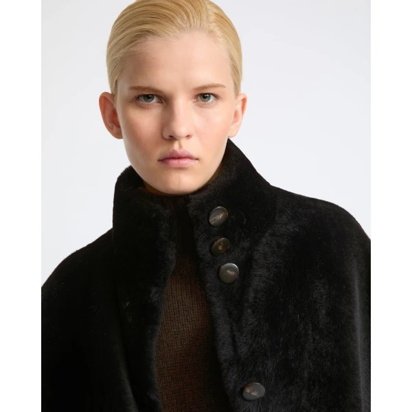 Yves Salomon Reversible Oversized Lamb Shearling Coat in Brown | Shearling Coat | Luxury Shoes 