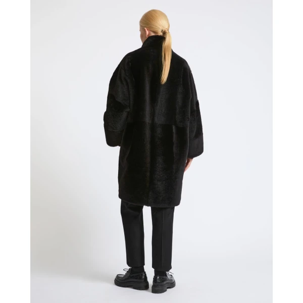 Yves Salomon Reversible Oversized Lamb Shearling Coat in Brown | Shearling Coat | Luxury Shoes 