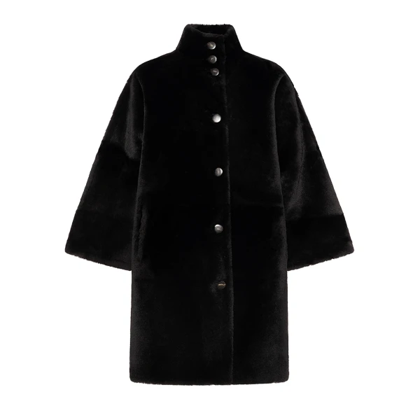 Yves Salomon Reversible Oversized Lamb Shearling Coat in Brown | Shearling Coat | Luxury Shoes 
