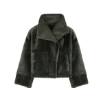 Yves Salomon Reversible Short Lacon Lambskin Shearling Jacket in Dark Green | Shearling Jackets | Luxury Shoes 