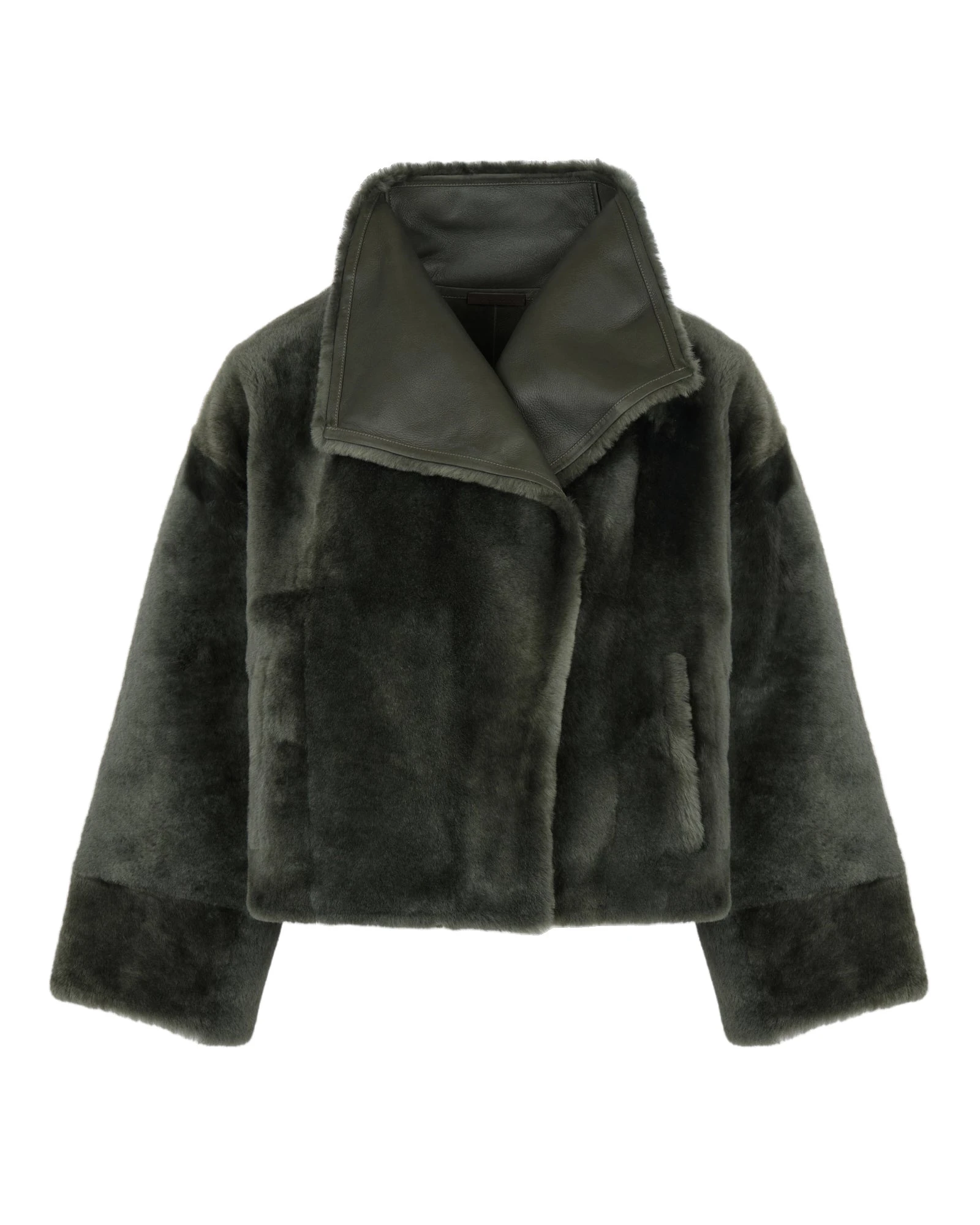 Yves Salomon Reversible Short Lacon Lambskin Shearling Jacket in Dark Green Yves Salomon Reversible Short Lacon Lambskin Shearling Jacket in Dark Green | Shearling Jackets | Luxury Shoes