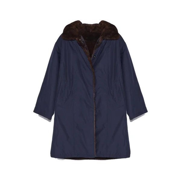 Reversible Technical Parka with Mink Fur in Blue