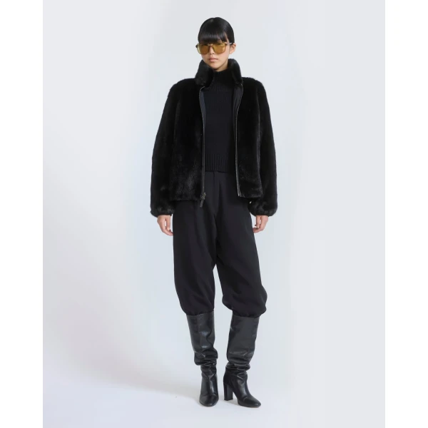 Yves Salomon Reversible Water-Repellent Bomber with Mink Fur in Black | Jackets | Luxury Shoes 