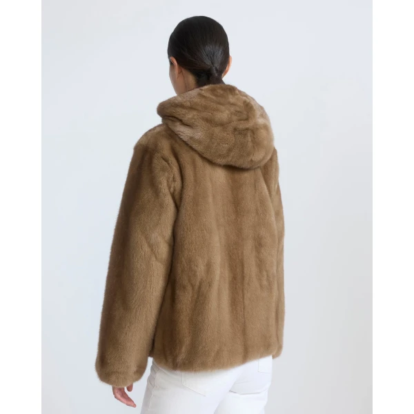 Yves Salomon Reversible Water-Repellent Hooded Jacket with Mink Fur in Beige | Jackets | Luxury Shoes 