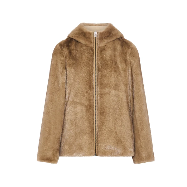 Yves Salomon Reversible Water-Repellent Hooded Jacket with Mink Fur in Beige | Jackets | Luxury Shoes 