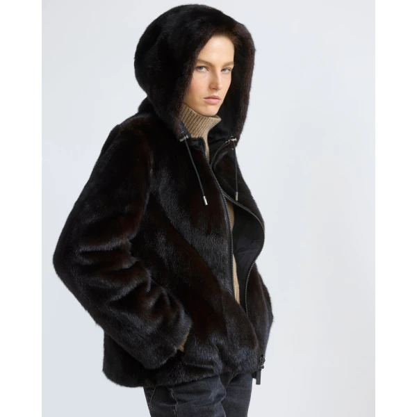 Yves Salomon Reversible Water-Repellent Hooded Jacket with Mink Fur in Black | Jackets | Luxury Shoes 