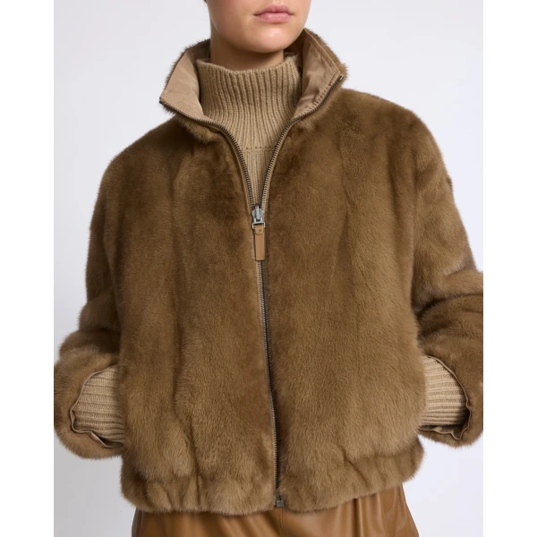 Yves Salomon Reversible Water-Repellent Jacket with Mink Fur in Beige | Jackets | Luxury Shoes 