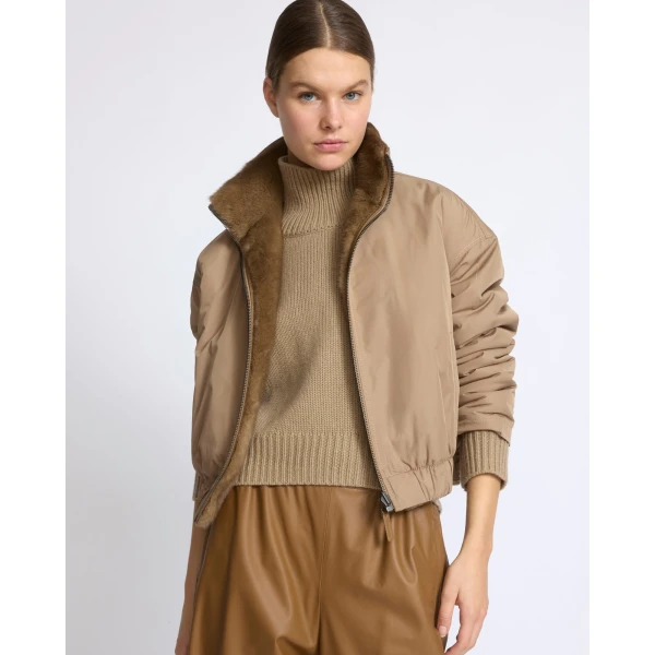 Yves Salomon Reversible Water-Repellent Jacket with Mink Fur in Beige | Jackets | Luxury Shoes 