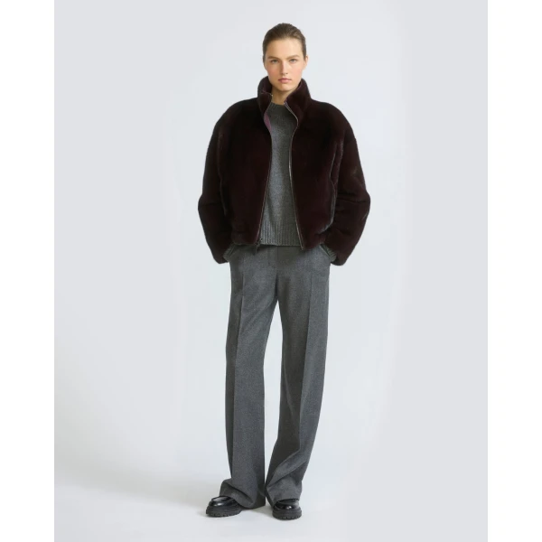 Yves Salomon Reversible Water-Repellent Jacket with Mink Fur in Deep Bordeaux | Jackets | Luxury Shoes 