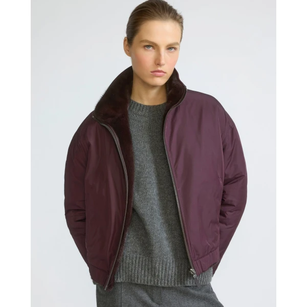 Yves Salomon Reversible Water-Repellent Jacket with Mink Fur in Deep Bordeaux | Jackets | Luxury Shoes 