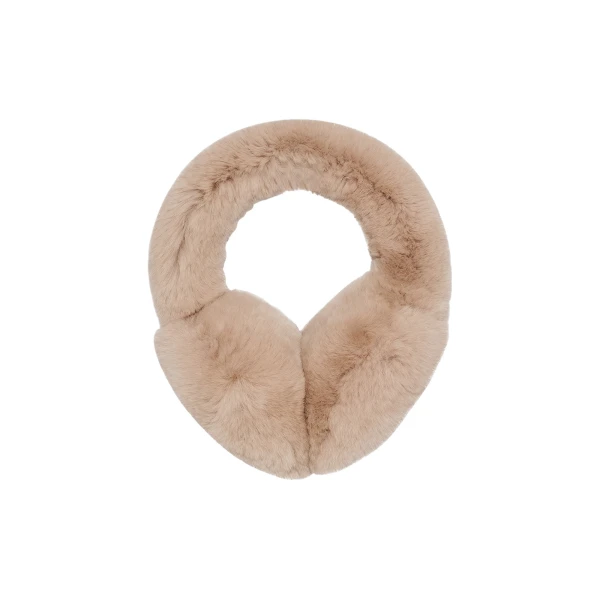Rex Rabbit Fur Earmuffs in Beige