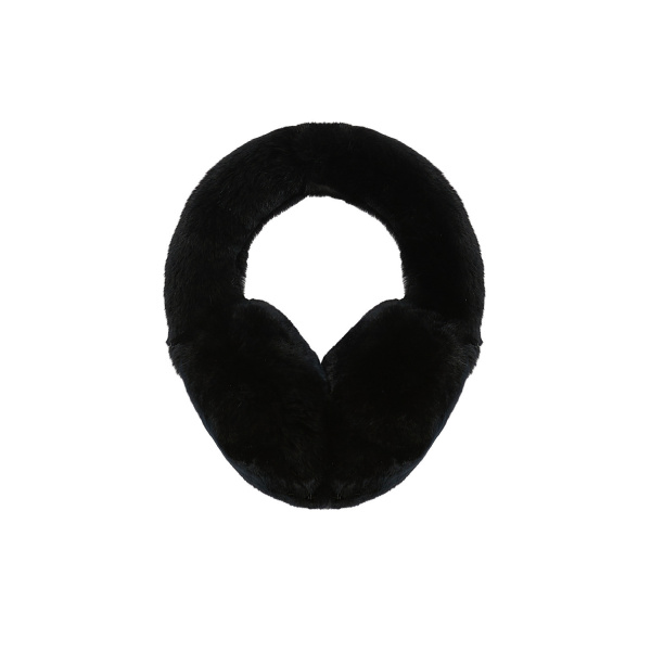 Yves Salomon Rex Rabbit Fur Earmuffs in Black | Hats | Luxury Shoes 