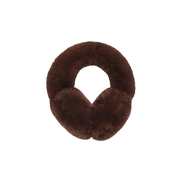 Yves Salomon Rex Rabbit Fur Earmuffs in Rust Brown | Women | Luxury Shoes 