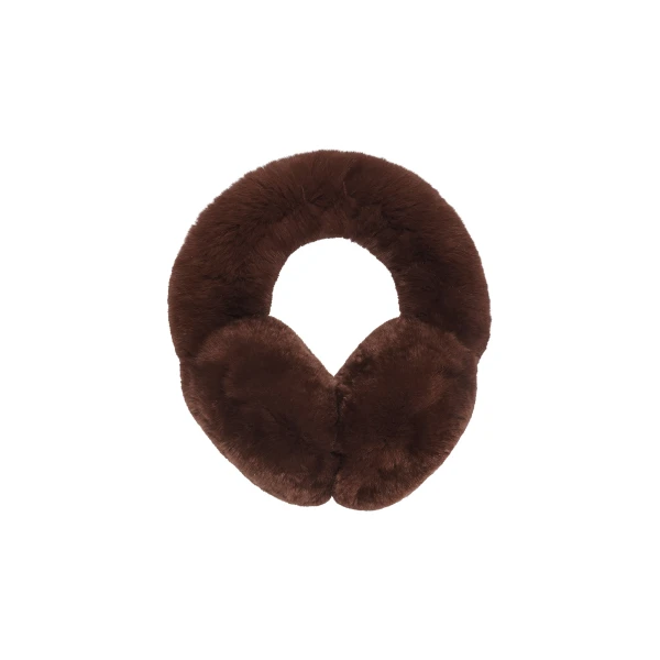 Yves Salomon Rex Rabbit Fur Earmuffs in Rust Brown | Women | Luxury Shoes 