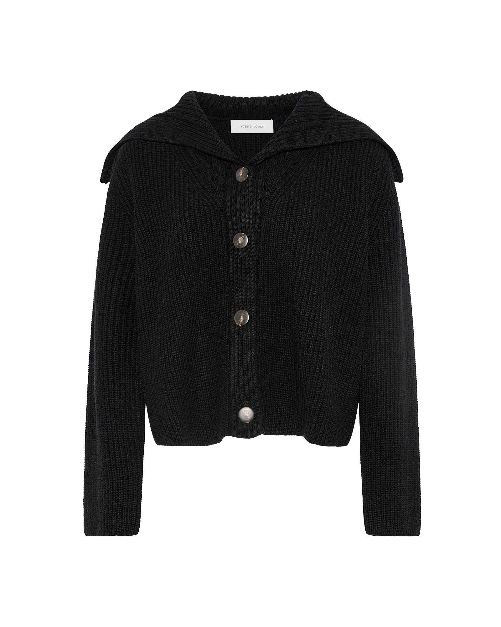 Yves Salomon Sailor Collar Knit Cardigan in Black Yves Salomon Sailor Collar Knit Cardigan in Black | Cardigan | Luxury Shoes