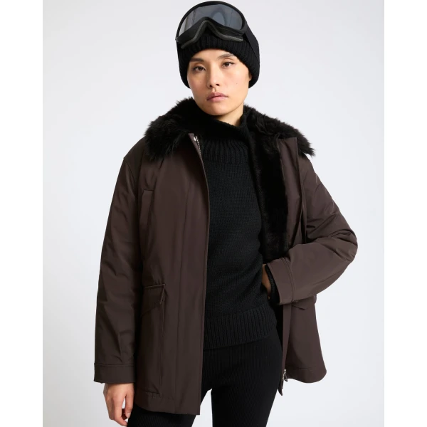 Yves Salomon Shirt-Collar Waterproof Parka with Lambskin Shearling in Dark Brown | Coats | Luxury Shoes 