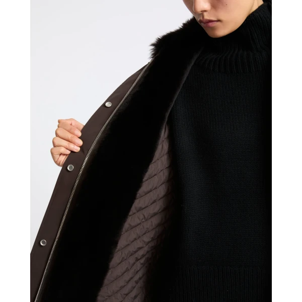 Yves Salomon Shirt-Collar Waterproof Parka with Lambskin Shearling in Dark Brown | Coats | Luxury Shoes 