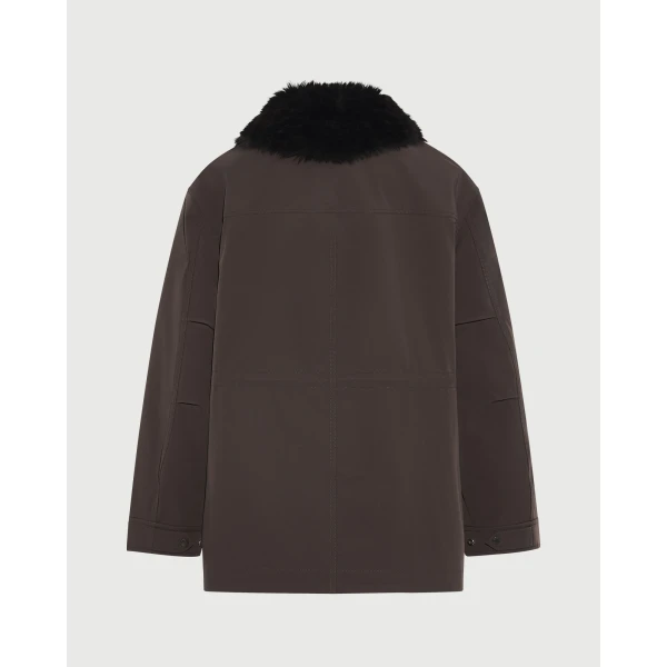 Yves Salomon Shirt-Collar Waterproof Parka with Lambskin Shearling in Dark Brown | Coats | Luxury Shoes 
