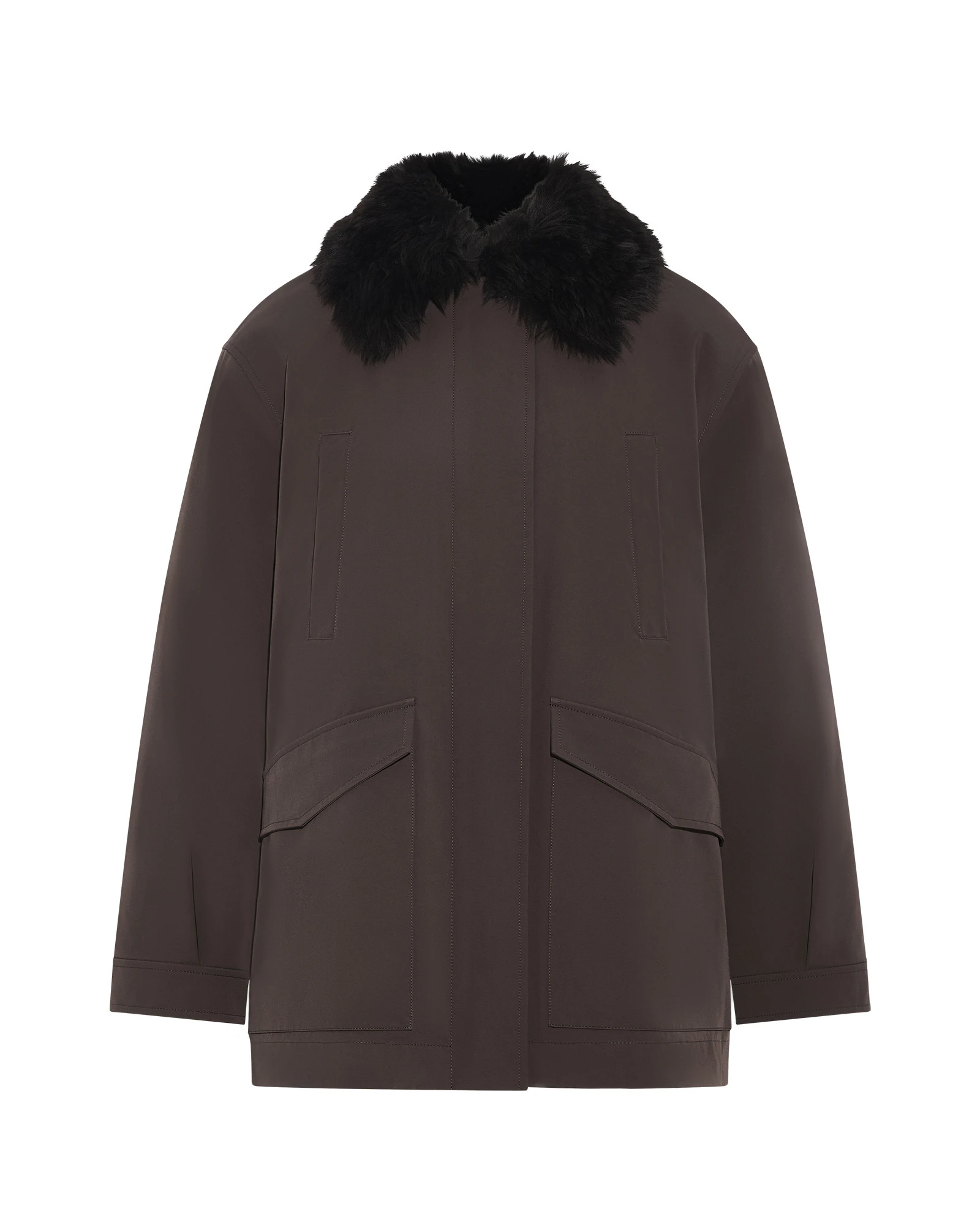 Yves Salomon Shirt-Collar Waterproof Parka with Lambskin Shearling in Dark Brown Yves Salomon Shirt-Collar Waterproof Parka with Lambskin Shearling in Dark Brown | Coats | Luxury Shoes