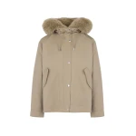 Yves Salomon Short Cotton Parka with Fox and Rabbit Fur in Beige | Women | Luxury Shoes 