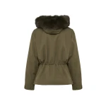 Yves Salomon Short Cotton Parka with Fox and Rabbit Fur in Dark Khaki | Jackets | Luxury Shoes 