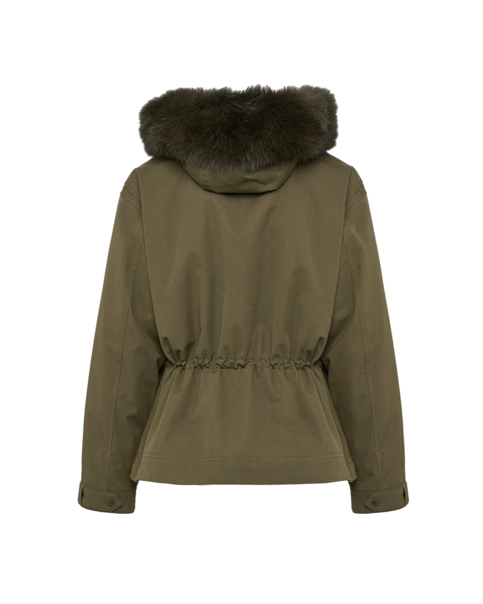 Yves Salomon Short Cotton Parka with Fox and Rabbit Fur in Dark Khaki Yves Salomon Short Cotton Parka with Fox and Rabbit Fur in Dark Khaki | Jackets | Luxury Shoes