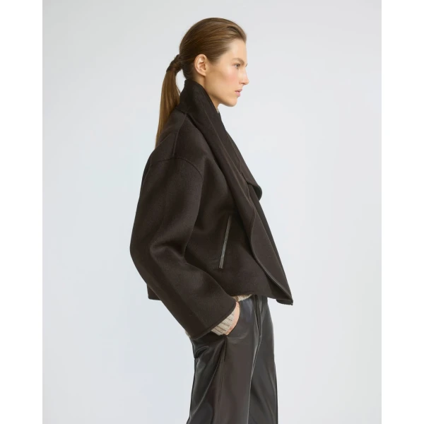 Yves Salomon Short Double-Sided Cashmere Wool Jacket with Lambskin Leather in Brown | Jackets | Luxury Shoes 