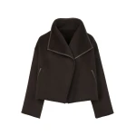 Yves Salomon Short Double-Sided Cashmere Wool Jacket with Lambskin Leather in Brown | Jackets | Luxury Shoes 