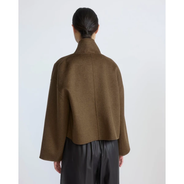 Yves Salomon Short Double-Sided Cashmere Wool Jacket with Lambskin Leather in Brown | Jackets | Luxury Shoes 