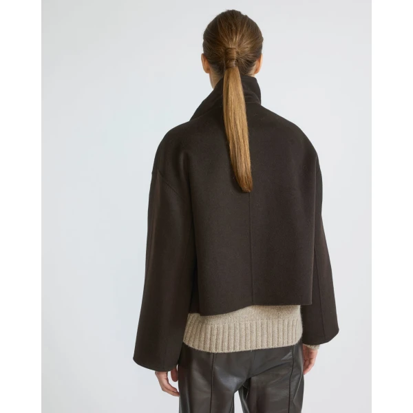 Yves Salomon Short Double-Sided Cashmere Wool Jacket with Lambskin Leather in Brown | Jackets | Luxury Shoes 