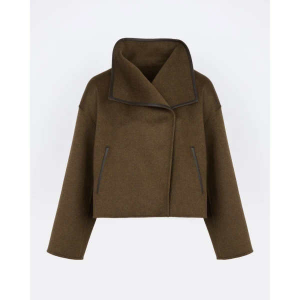Yves Salomon Short Double-Sided Cashmere Wool Jacket with Lambskin Leather in Brown | Jackets | Luxury Shoes 