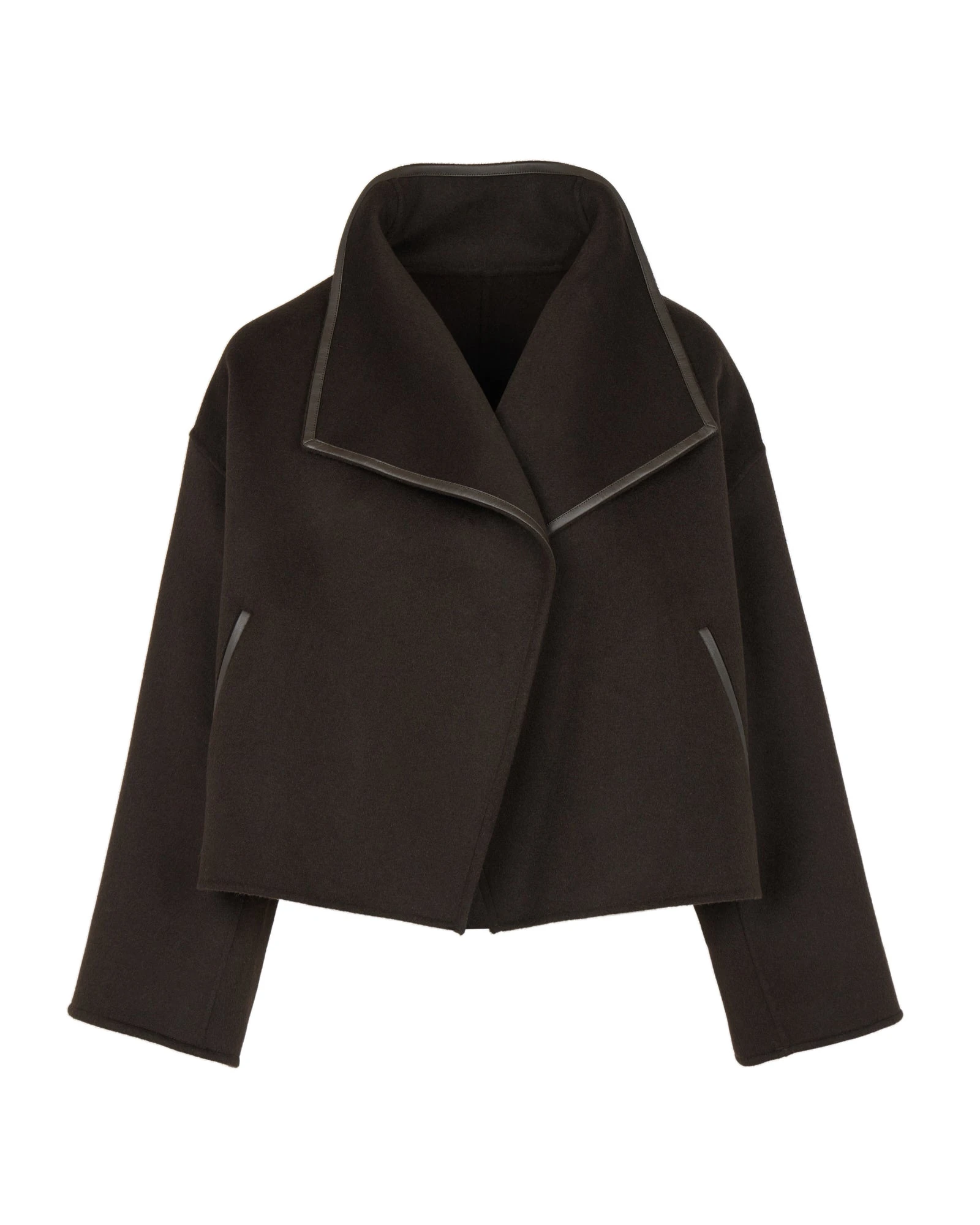 Yves Salomon Short Double-Sided Cashmere Wool Jacket with Lambskin Leather in Brown Yves Salomon Short Double-Sided Cashmere Wool Jacket with Lambskin Leather in Brown | Jackets | Luxury Shoes