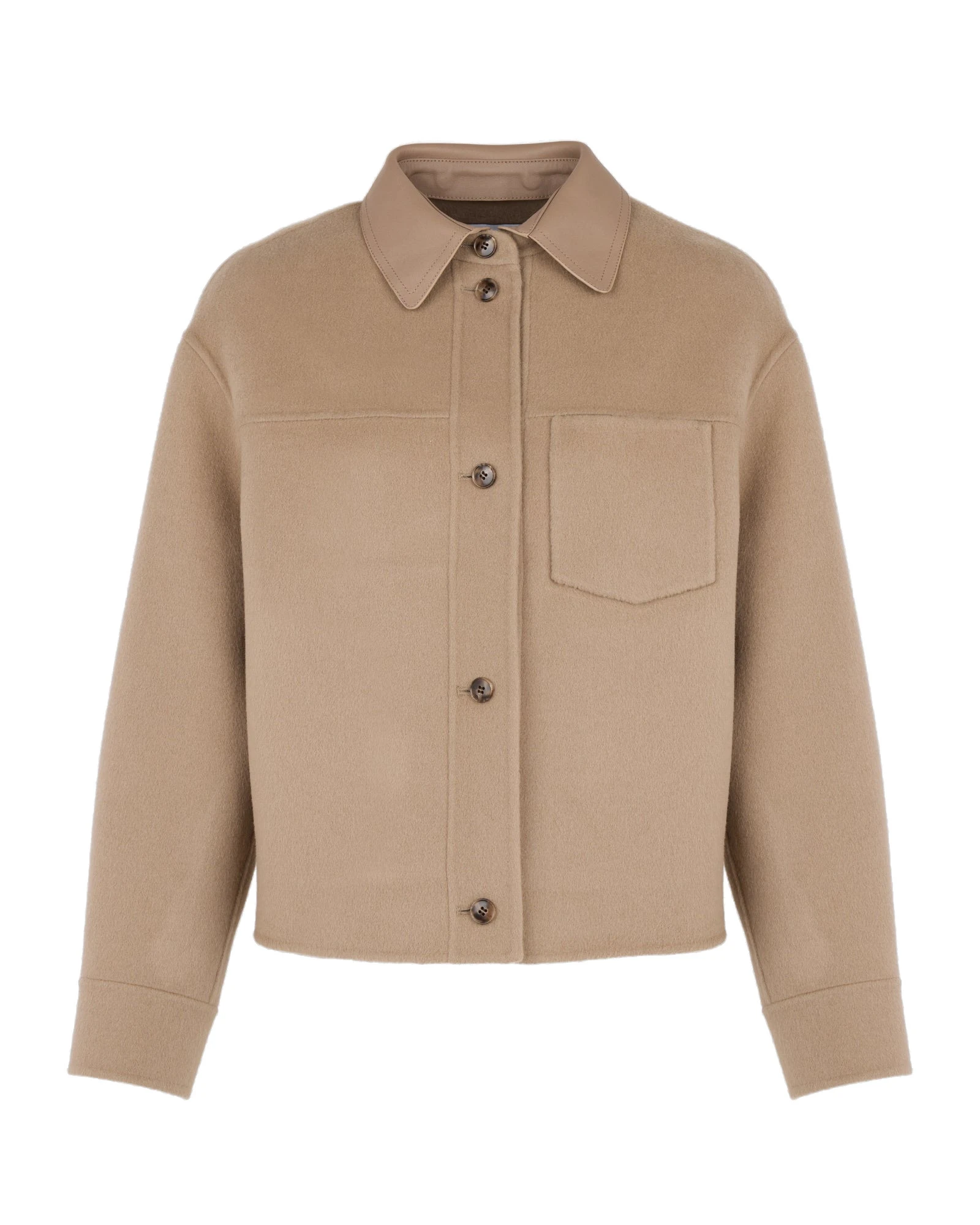 Yves Salomon Short Double-Sided Cashmere Wool Shirt in Beige Yves Salomon Short Double-Sided Cashmere Wool Shirt in Beige | Jackets | Luxury Shoes