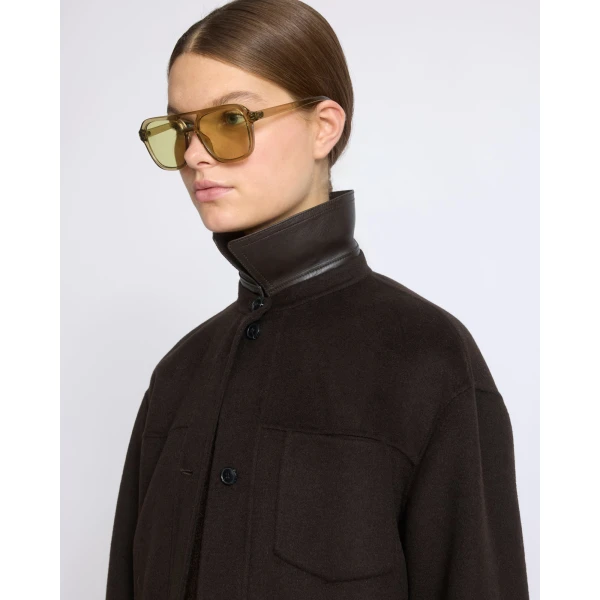 Yves Salomon Short Double-Sided Cashmere Wool Shirt in Brown | Jackets | Luxury Shoes 