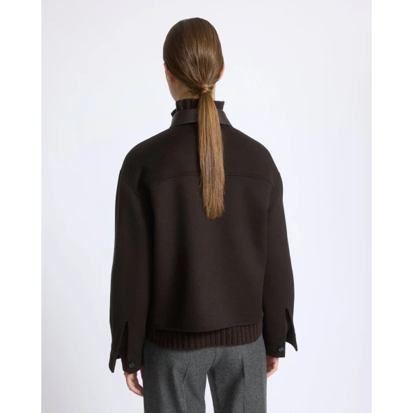 Yves Salomon Short Double-Sided Cashmere Wool Shirt in Brown | Jackets | Luxury Shoes 