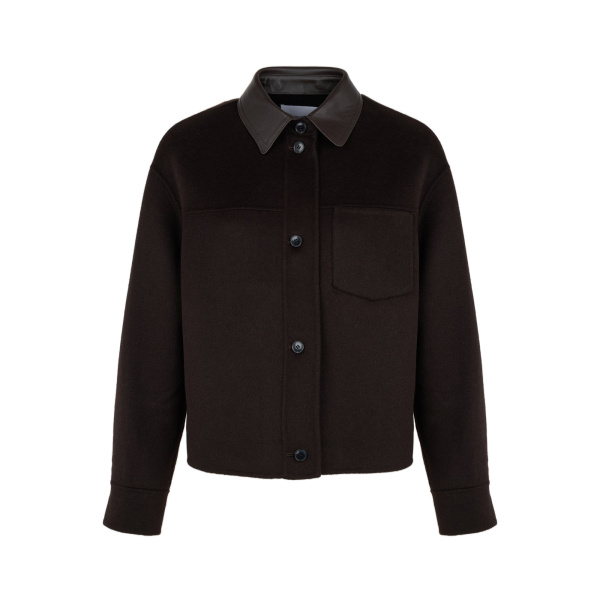 Yves Salomon Short Double-Sided Cashmere Wool Shirt in Brown | Jackets | Luxury Shoes 