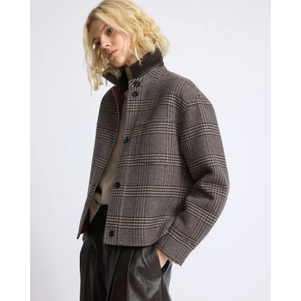 Yves Salomon Short Double-Sided Cashmere Wool Shirt in Russet | Jackets | Luxury Shoes 