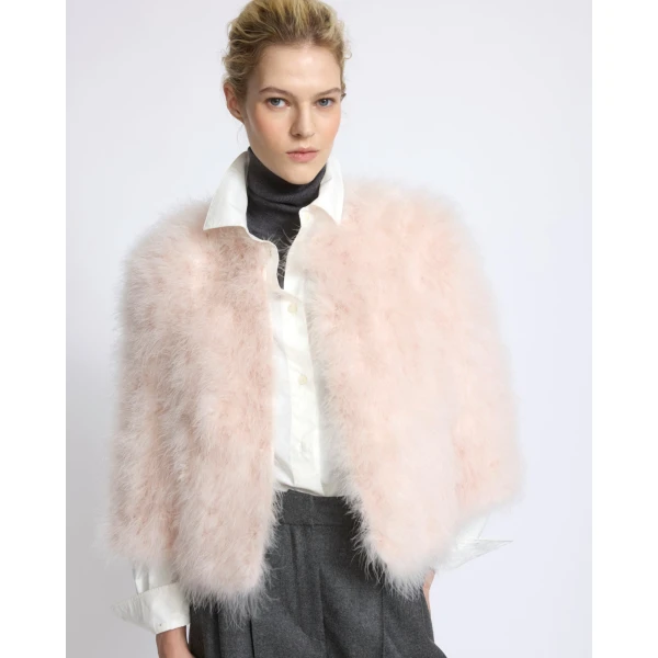 Yves Salomon Short Feather Jacket in Beige | Jackets | Luxury Shoes 