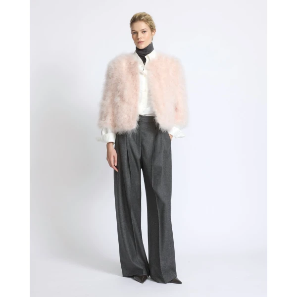 Yves Salomon Short Feather Jacket in Beige | Jackets | Luxury Shoes 