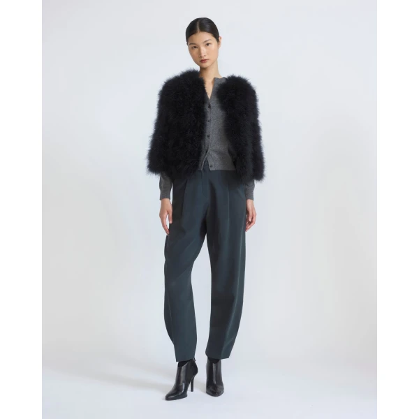 Yves Salomon Short Feather Jacket in Black | Jackets | Luxury Shoes 