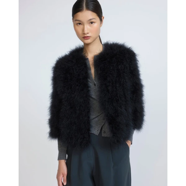 Yves Salomon Short Feather Jacket in Black | Jackets | Luxury Shoes 