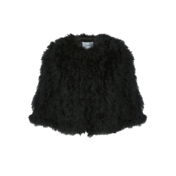 Short Feather Jacket in Black