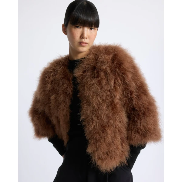 Yves Salomon Short Feather Jacket in Camel | Jackets | Luxury Shoes 