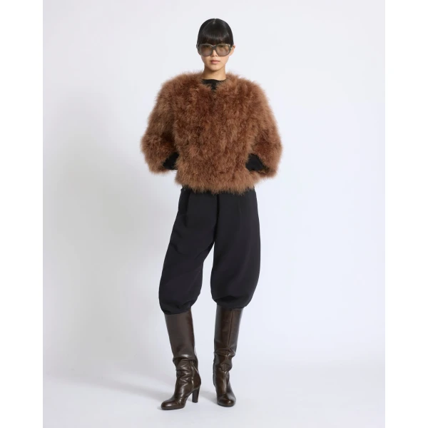 Yves Salomon Short Feather Jacket in Camel | Jackets | Luxury Shoes 