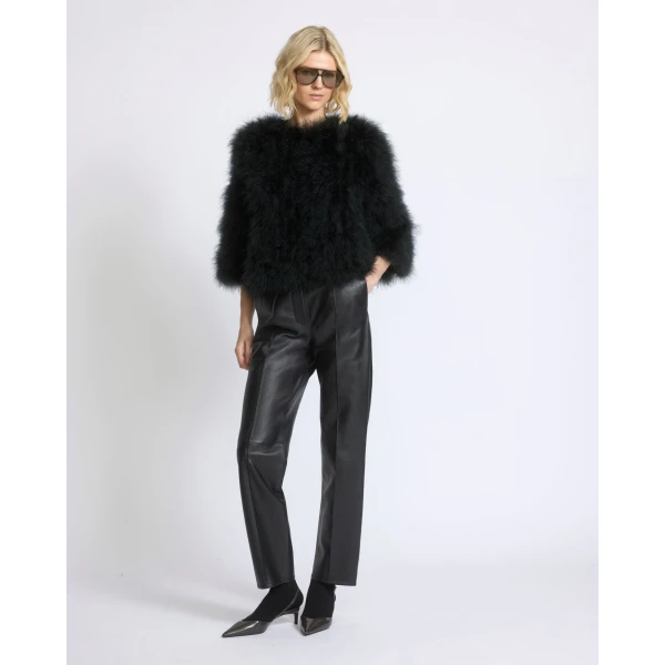 Yves Salomon Short Feather Jacket in Dark Teal | Jackets | Luxury Shoes 
